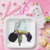 Paarse en Witte Iris Papieren Borden Bordje (Feest)