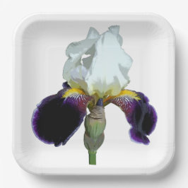 Paarse en Witte Iris Papieren Borden Bordje