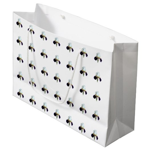 Paarse en Witte Iris Patroon Cadeautas (Voorkant Gekanteld)