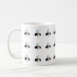 Paarse en Witte Iris Patroon Koffiemok