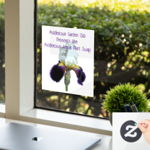 Paarse en Witte Iris Raamsticker