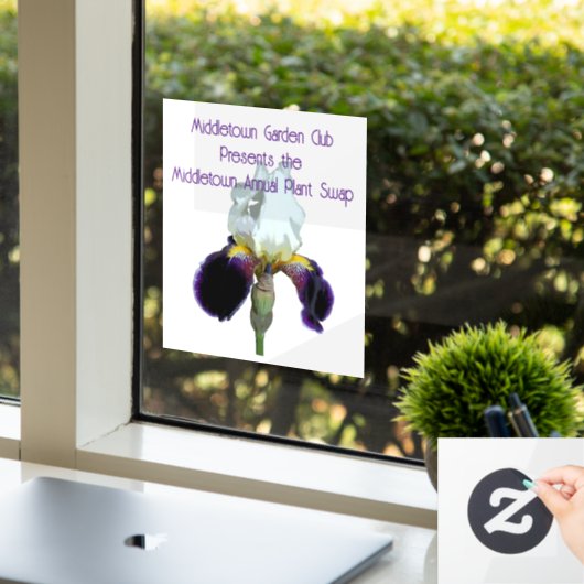Paarse en Witte Iris Raamsticker (Kantoor)