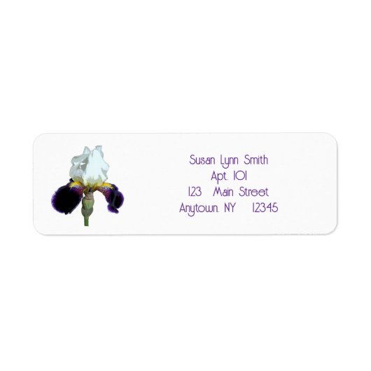 Paarse en Witte Iris Retourlabels Etiket (Voorkant)