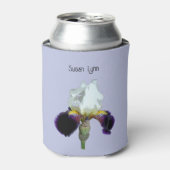Paarse en Witte Iris Schuim Koozie Koeler (Blikje Voorkant)