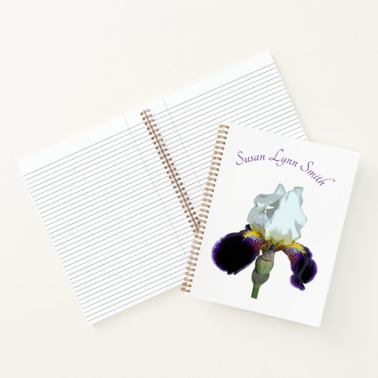 Paarse en Witte Iris Spiraal Notebook Notitieboek (Binnen)