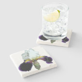Paarse en Witte Iris Stenen Onderzetter (Zijkant)