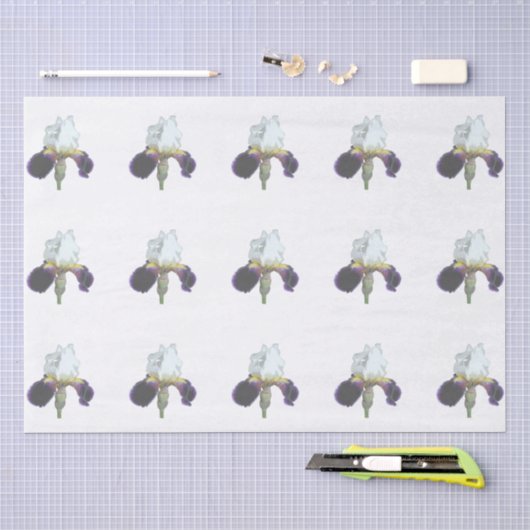 Paarse en Witte Iris Tissuepapier (Craft)