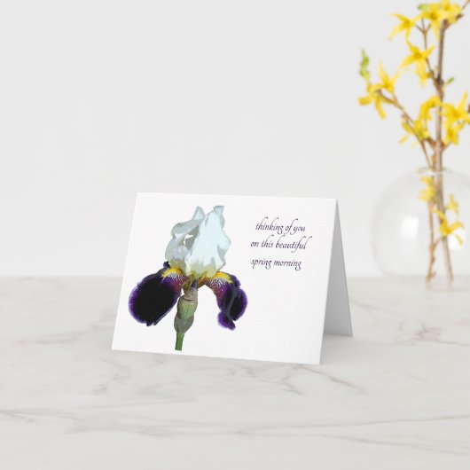 Paarse en Witte Iris Wenskaart Kaart (Gele Bloem)