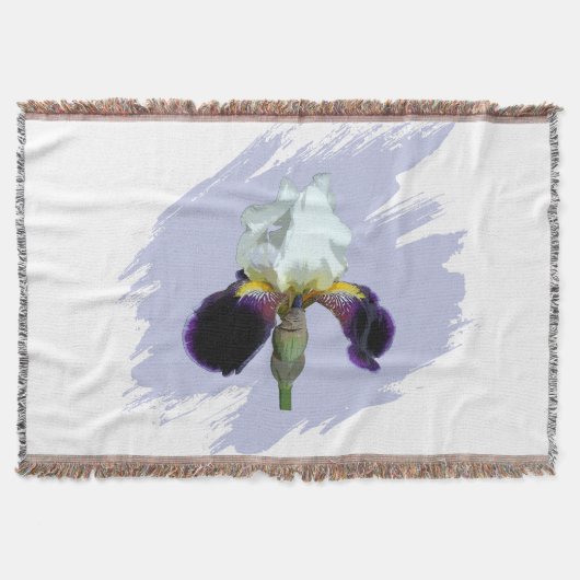 Paarse en Witte Iris Werpdeken Deken (Voorkant)