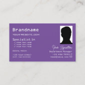 Paarse en witte kaasplaat met Logo & fotokool Visitekaartje (Achterkant)