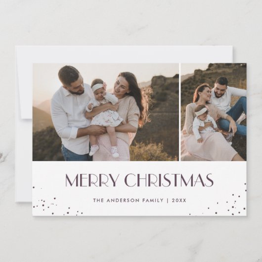 Paarse en witte kerst feestdagenkaart (Voorkant)