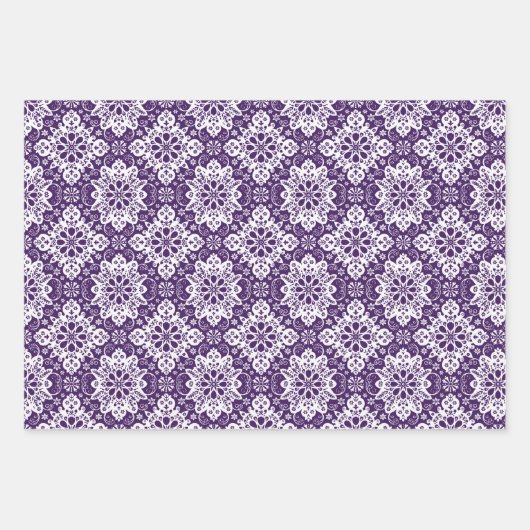 Paarse en witte kerst motief inpakpapier vel (Voorkant 2)