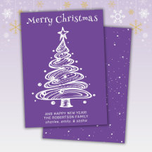Paarse en witte kerst vakantie Kaart