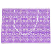 Paarse en witte kerstbeurs Isle Pattern Groot Cadeauzakje (Voorkant)