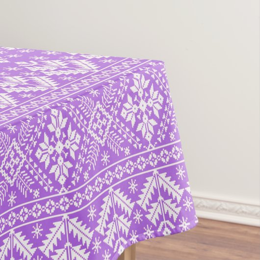 Paarse en witte kerstbeurs Isle Pattern Tafelkleed (Voorbeeld)