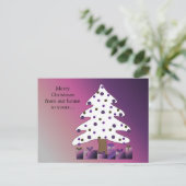 Paarse en witte kerstboom feestdagenkaart (Staand voorkant)