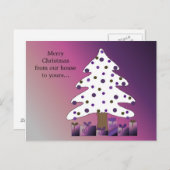 Paarse en witte kerstboom feestdagenkaart (Voorkant / Achterkant)