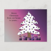 Paarse en witte kerstboom feestdagenkaart (Voorkant)