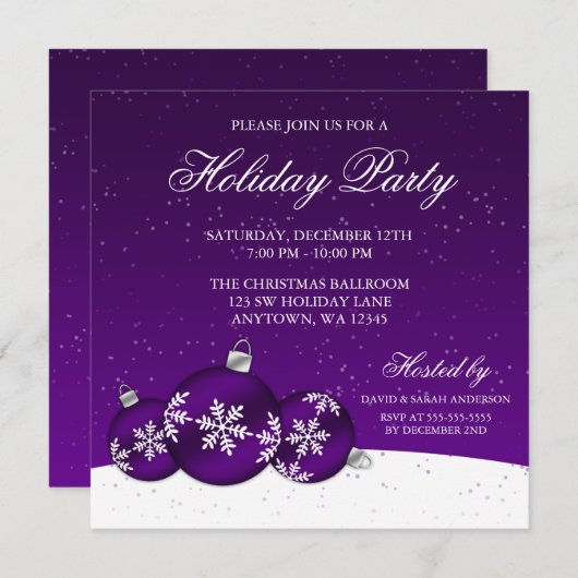 Paarse en witte kerstfeestdag kaart (Voorkant / Achterkant)