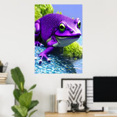 Paarse en witte kikker | AI Art Poster (Thuiskantoor)