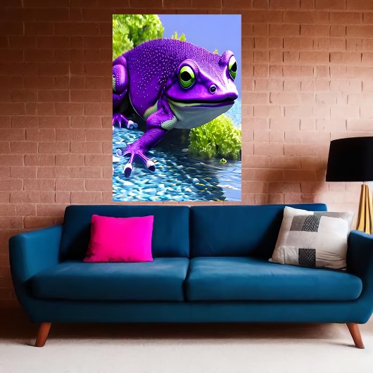Paarse en witte kikker | AI Art Poster