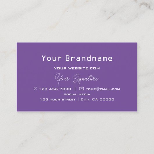 Paarse en witte kladbord met Monogram Modern Visitekaartje (Achterkant)