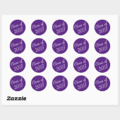 Paarse en witte klasse van 2017 Afstuderen Sticker (Vel)