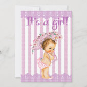 Paarse en witte kleine prinses Baby shower uitnodi Kaart (Voorkant)