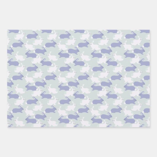 Paarse en witte konijnenpaas inpakpapier vel (Voorkant 2)