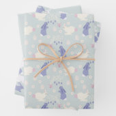 Paarse en witte konijnenpaas inpakpapier vel (In situ)