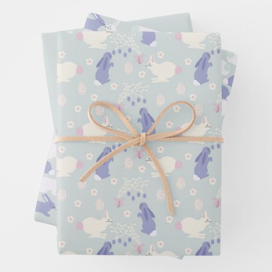 Paarse en witte konijnenpaas inpakpapier vel (In situ)