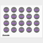 Paarse en witte krijtbord afstudeerstickers ronde sticker (Vel)