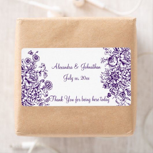 Paarse en witte legant weddenschap Wijn Etiket (Insitu)