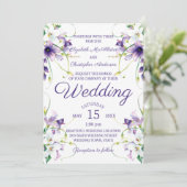 Paarse en witte lelies met groene wijnstokken brui kaart (Staand voorkant)