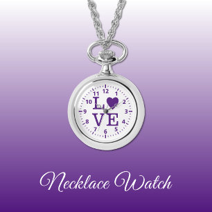 Paarse en witte liefde Ketting horloge