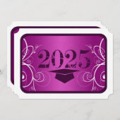 Paarse en witte Lijst GraduPartij Kaart (Voorkant / Achterkant)