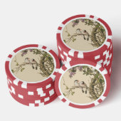 Paarse en witte lila's met Chinees Antiek Poker Chips (Opstapeling)