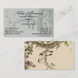 Paarse en witte lila's met Chinees Antiek Visitekaartje