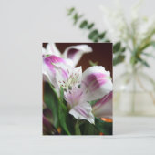 Paarse en witte Lily Flower Briefkaart (Staand voorkant)