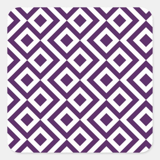 Paarse en witte mander vierkante sticker (Voorkant)