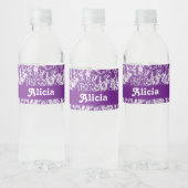 Paarse en witte marmer waterfles etiket (Flessen)