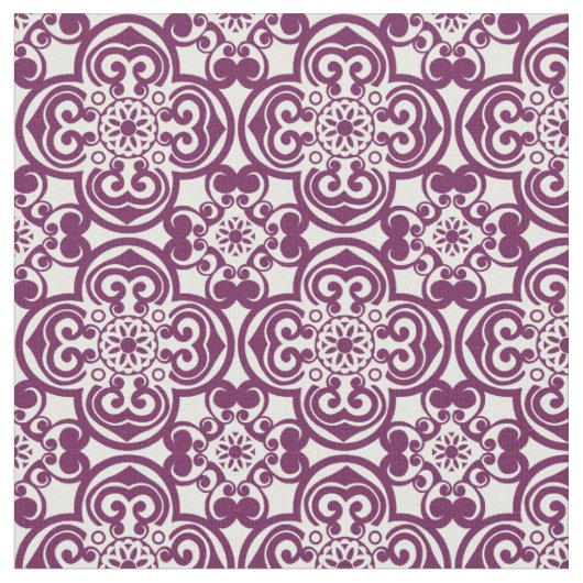 Paarse en witte Mexicaanse Tegel Pattern Fabric Stof (Close Up)