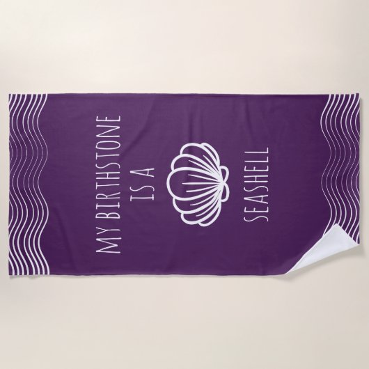 Paarse en witte mijn steen is een Seashell Strandlaken (Voorkant)