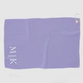 Paarse en witte | Modern Monogram Golfhanddoek (Horizontaal)