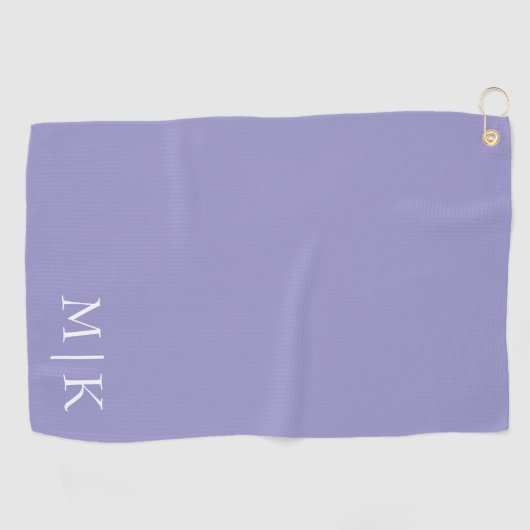 Paarse en witte | Modern Monogram Golfhanddoek (Horizontaal)