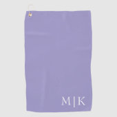 Paarse en witte | Modern Monogram Golfhanddoek (Voorkant)