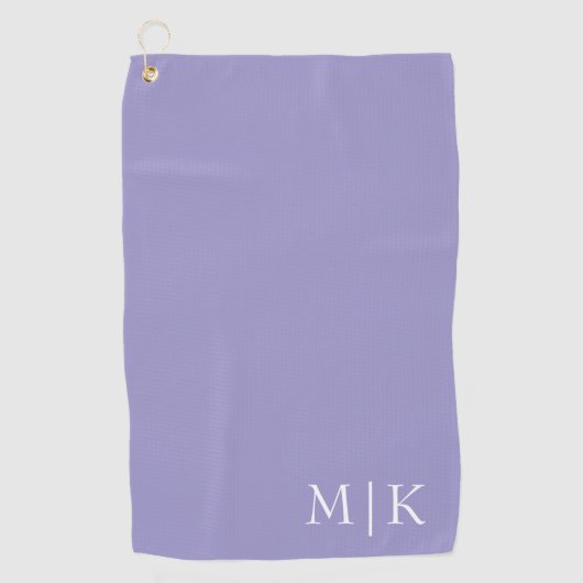 Paarse en witte | Modern Monogram Golfhanddoek (Voorkant)