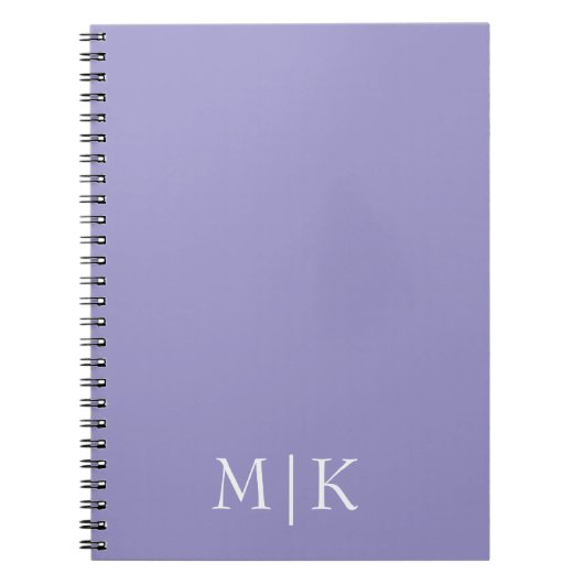 Paarse en witte | Modern Monogram Notitieboek (Voorkant)
