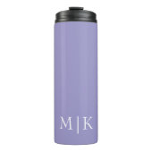 Paarse en witte | Modern Monogram Thermosbeker (Voorkant)
