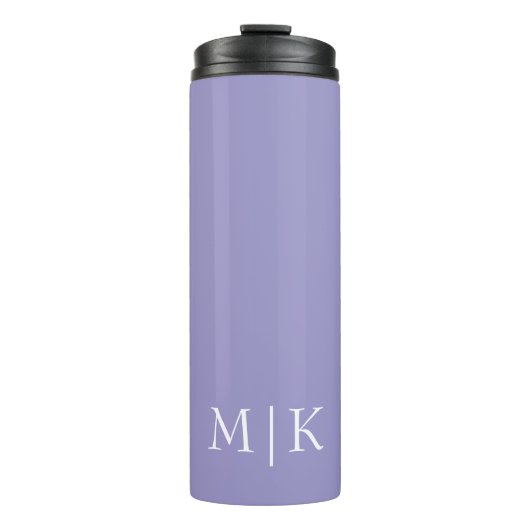 Paarse en witte | Modern Monogram Thermosbeker (Voorkant)